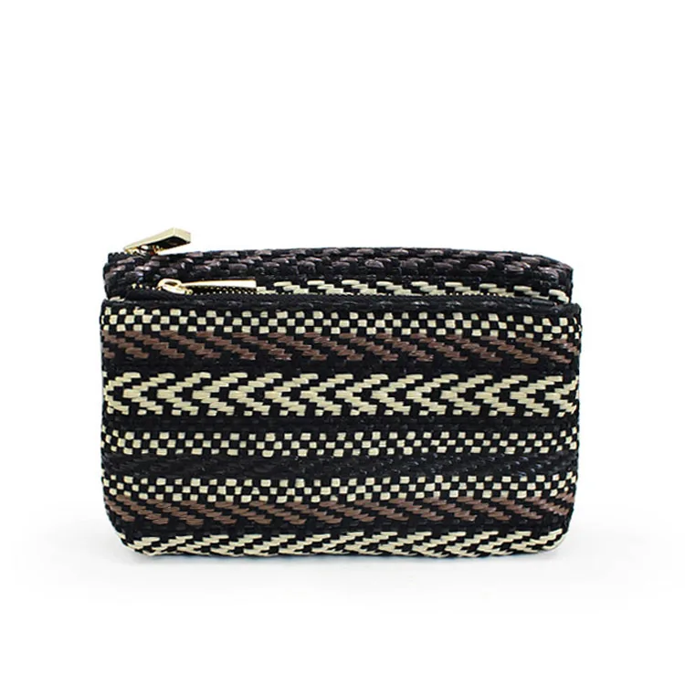 

Women's Fashion Weaving Change Packet Zipper Bag Europe And America Foreign Trade Double Case Zipper Bag a Generation of Fat Spe