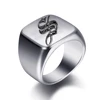Bagues personnalisées à graver initiale pour hommes, chevalière masculine en acier inoxydable, bijoux vierges, bande, ton argent poli, taille américaine