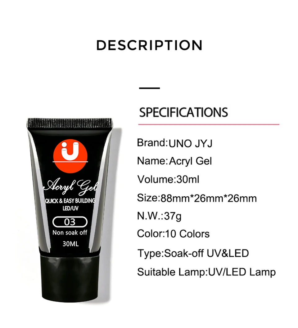 Neuestes Acrylgel 30g Poly-Nagelgel Semi-permanentes Gel zur Verlängerung Polygels Acrylgel Nagellack Maniküre Builder UV Gellac – Detail 2