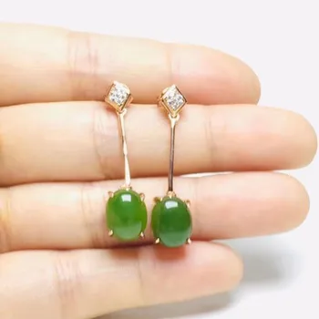 

Chinese Natural Hetian Jade Earrings 925 Sterling Silver Jasder Earrings For Women Jewelry Earring