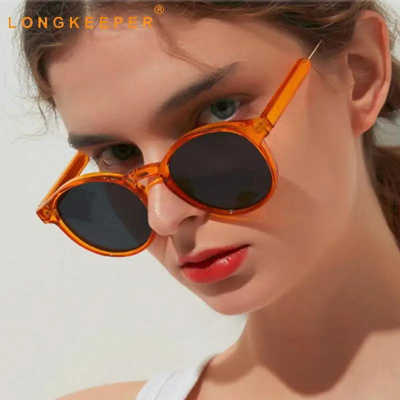 

2020 Brand Designer Round Sunglasses Women Stylish Cat Eye Sun Glasses For Ladies Leopard Orange Eyewear UV400 Oculos Feminino