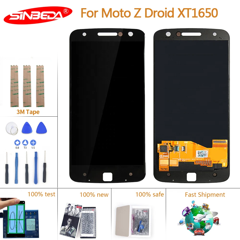 AMOLED 5 &quotдля Motorola Moto Z XT1650 ЖК дисплей сенсорный экран дигитайзер для MOTO Droid 03 LCD с Burn