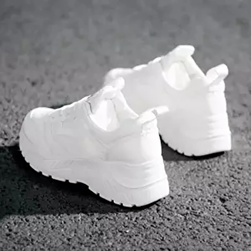 

HOT Women Sneakers 2019 Fashion Breathble Vulcanized Shoes Women Platform Shoes Women Lace up Casual Shoes White