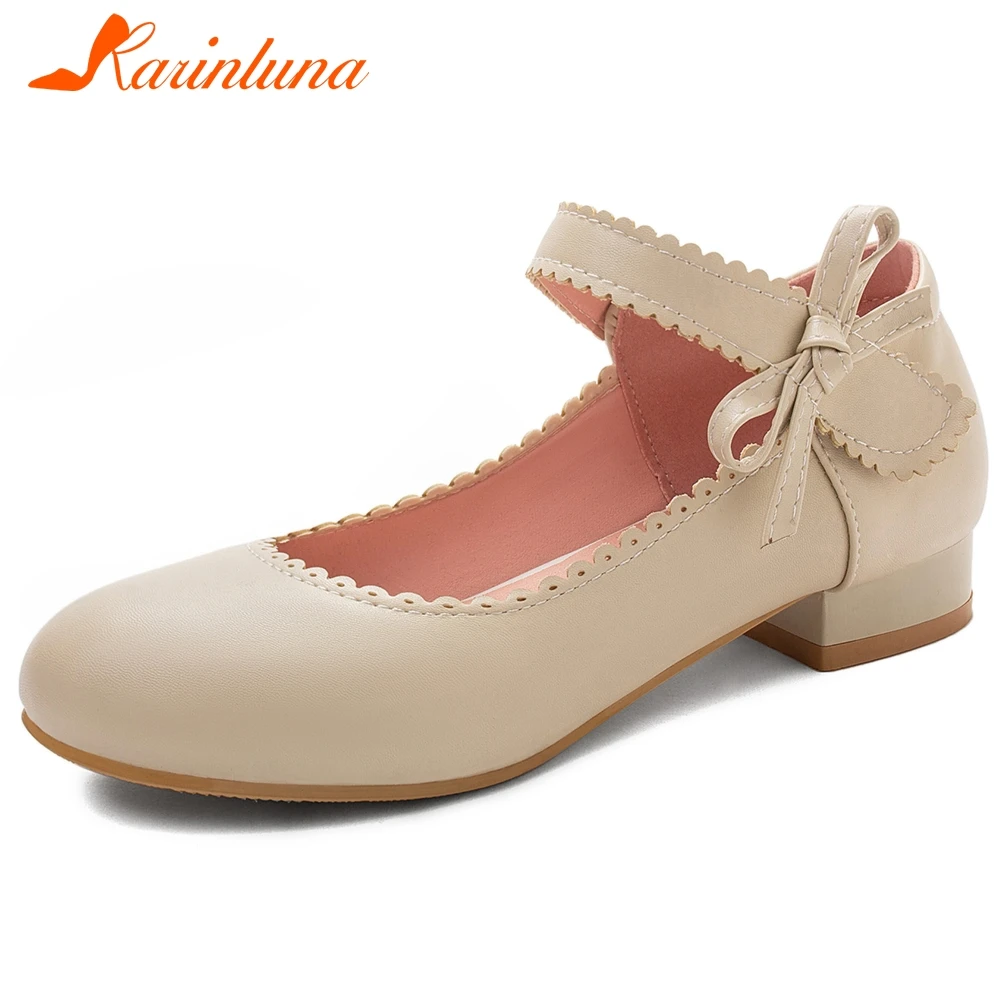 

KARINLUNA Big Size 30-43 New Ladies 2020 Spring Autumn Casual Pumps Fashion Chunky Heels Pumps Women Mary Janes Shoes Woman