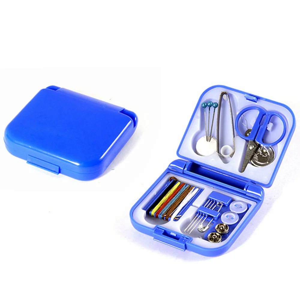

Mini Sewing Box Portable Sewing Thread Box Travel Needle Threads Scissor Thimble Home Sewing Kit Tools
