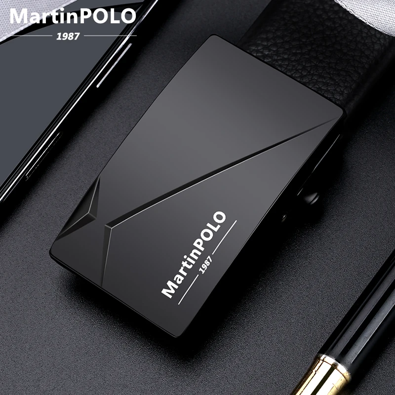 MartinPOLO мужской ремень из натуральной кожи класса люкс с автоматической пряжкой из сплава, мужской ремень высокого качества из натуральной коровьей кожи MP01801P