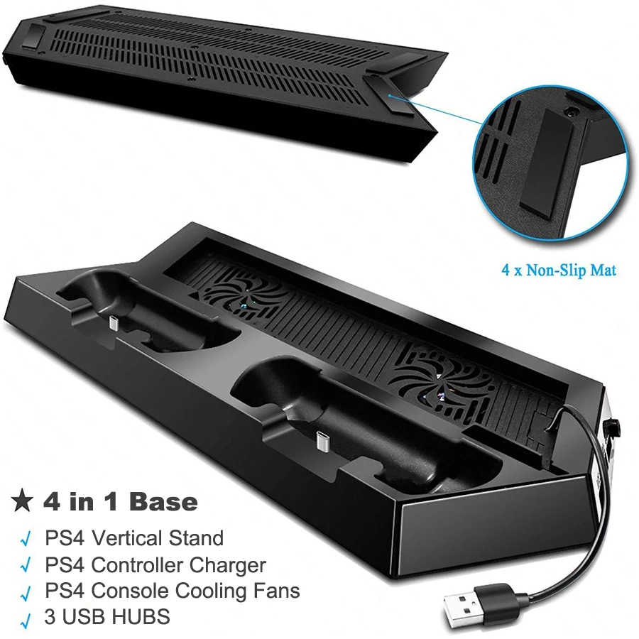 Консоль PS4 вертикальная подставка 2 контроллер зарядное устройство зарядная док-станция 2 охлаждающий кулер для Sony Playstation 4 Play станция 4 PS 4 аксессуар