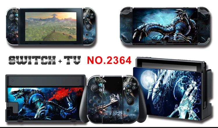 1set New Cute Anime Full Body Sticker for NS Switch Protective Cover Skin Colorful Art for Game Console Joy-Con Controller Decor