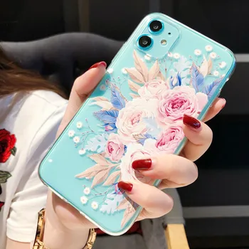 

moskado Flower Rose Patterned Phone Cover For iPhone 11 X XR XS Max Soft Silicone Back Case For iPhone SE 2020 6S 7 8 7Plus Case