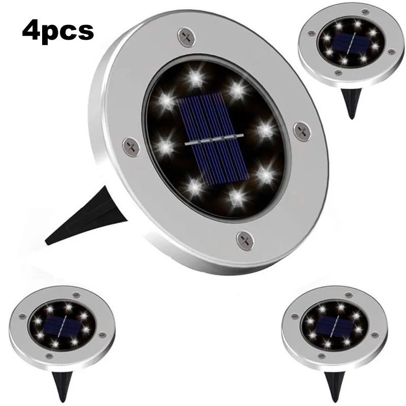 

4-8pcs 8 LED Outdoor Solar Garden Lights Waterproof In-Ground Light Solar Lamp Lighting for Pathway Yard Deck White/Warm White/R