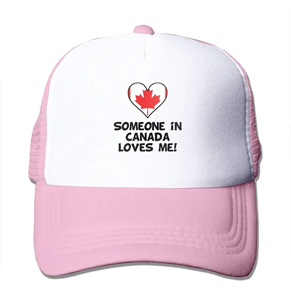 Сетчатые бейсболки с принтом «кто-то в Канаде любит меня», унисекс, Кепка в Стиле Дальнобойщика розового цвета