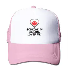 Сетчатые бейсболки с принтом «кто-то в Канаде любит меня», унисекс, Кепка в Стиле Дальнобойщика розового цвета