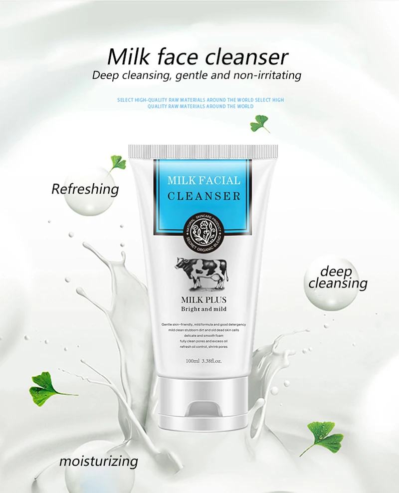 Milk Face Wash Face Cleanser Nourishing Cleanser Foam Moisturizing Whitening Anti-Spots Marks Deep Clean Cosmetics Skin Care