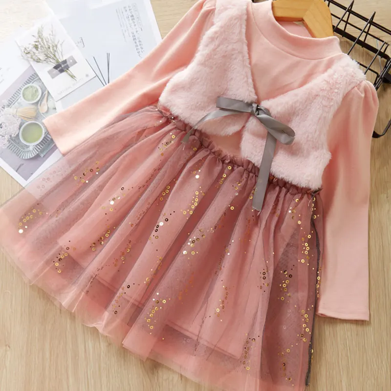 Новые повседневные сетчатые платья для девочек милые платья для малышей сетчатая детская одежда платье принцессы Ковбойское платье на пуговицах для девочек от 3 до 7 лет