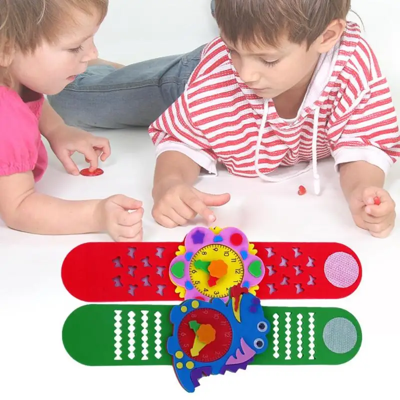 Часы ручной работы, игрушки для детского сада, сделай сам, наклеенные часы EVA, Обучающие игрушки-головоломки, модные интерактивные игрушки для родителей и детей