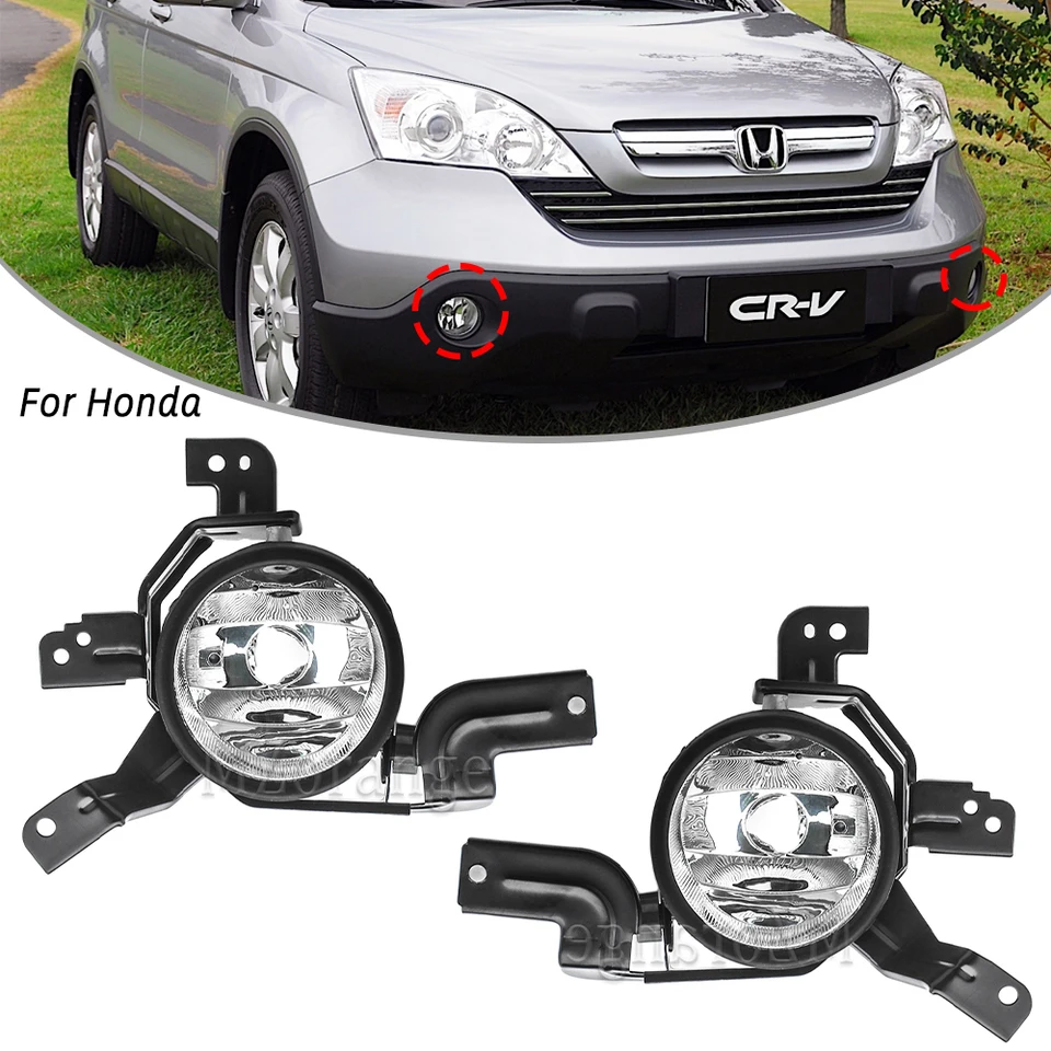 Fog Lights Kit For 2007-2009 Honda CR-V - Includes L&R Lamps, Bracket, Harness & Switch, Halogen H11 Bulbs