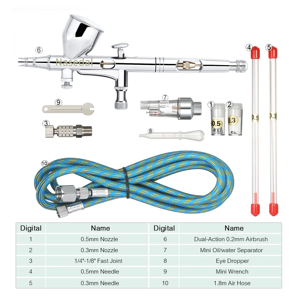 Nasedal двойного действия 9cc 0,2 мм Мини Аэрограф краска Spary пистолет дизайн ногтей распылитель Макияж инструмент декор торта Аэрограф режим татуировки краски