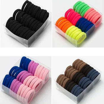 30PCS Women Girls 4CM Colorful Polyester Elastic Hair Bands Ponytail Holder Rubber Bands Scrunchie Headband Hair Accessories 2
