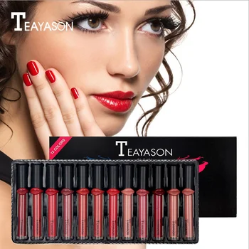 

12-color matte lip gloss set velvet matte big red sand color red brown waterproof non-marking lipstick lip gloss set
