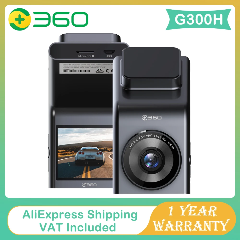  360 G300H видеорегистратор 1296P FHD 160 градусов 2,0 "Умный Автомобильный видеорегистратор 3 Мп камера WIFI GPS Google карты ночное видение парковочный…