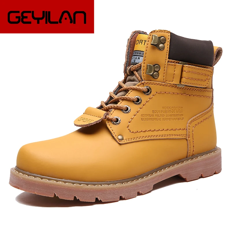 

New winter Warm Men boots Genuine Leather Waterproof snow boots Ankle boots Tooling Shoes Men Women boots Big Size 35-46