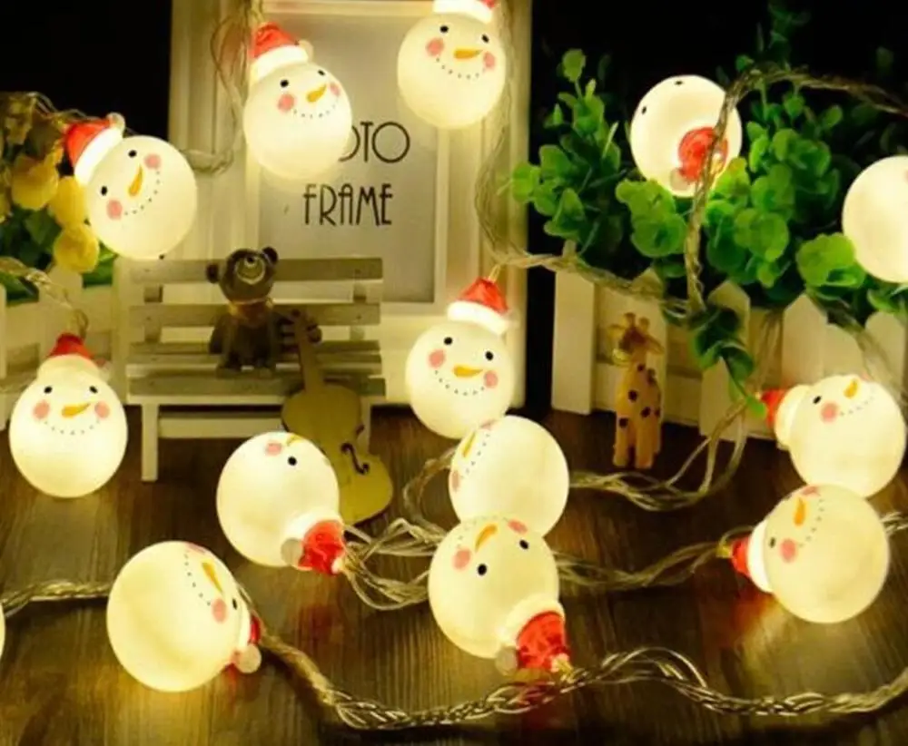 Гирлянды на батарейках 3 м 20LED огни очаровательные Снеговик в форме декора для сада вечерние для дома двора патио стены Рождество