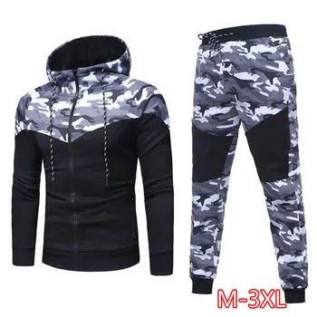 

Men Track Suit Hooded Jacket Sweatsuit Sports Suits New Sportwear Men's Jogger Set Camouflage Tracksuit Men Clothes