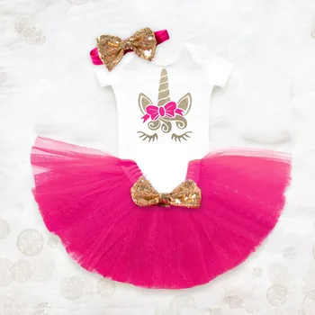

Unicorn Party Newborn Baby Girls 1 Year Birthday Dress Infant Party Dress Christening Gown Tutu Kids Unicorn Clothes for 12 24M
