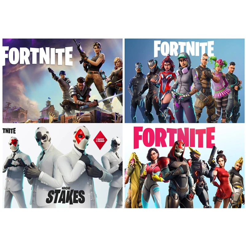 4ピース セットfortniteキャラクターポスター壁ゲーム周辺装飾絵アニメ風景壁画第二要素誕生日ギフト パーティーの背景 Aliexpress