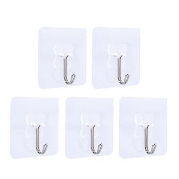 

5pcs Pack Transparent PVC Strong Suction Cup Sucker Window Wall Hooks Hanger For Kitchen Bathroom