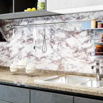 

Marble Vinyl Film Self Adhesive Wallpaper for Bathroom Kitchen Cupboard Countertops Contact Paper Waterproof Office Desk Decor