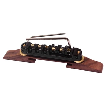 

Archtop Jazz Guitar Bridge with Gold Roller Saddles Rose Wood Black B-20