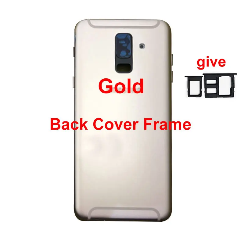 Для samsung Galaxy A6 Plus A6+ A605 A605F средняя передняя рамка полный корпус задний корпус под светодиод рамка задняя панель - Цвет: Gold-back frame