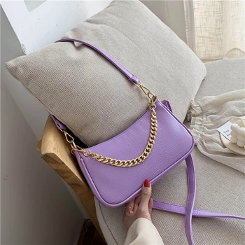 

Fashion Crocodile Pattern Baguette bag MINI PU Leather 2020 Chain Design Luxury Hand Bag Female Travel crossbody bags for women