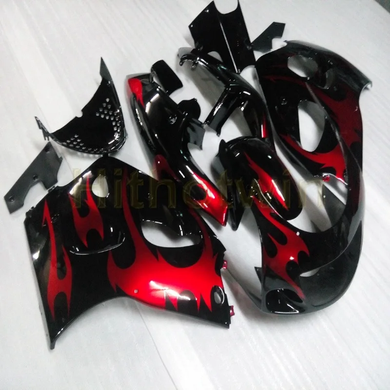 Custom motorcycle body kit for GSXR600/750 1996 1997 1998 1999 2000 GSX-R600 GSX-R750 ABS Fairings+Screws+red flames | Автомобили и