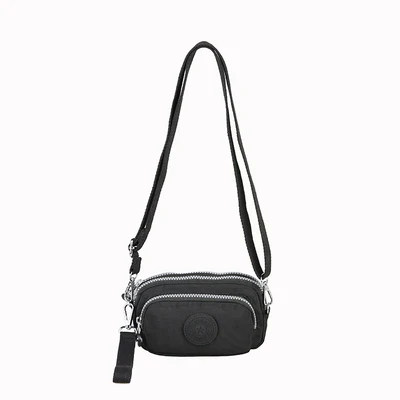 Водонепроницаемый нейлоновый клатч с одним плечевым ремнем женская сумка-мессенджер - Цвет: Черный