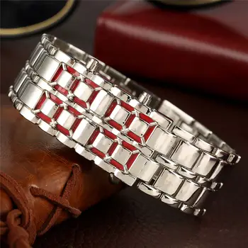 

Luxurious Alloy Lava Digital Watch for Men Special LED Digital Display Women Watches Solid Bracelet Clasp Gift erkek kol saati