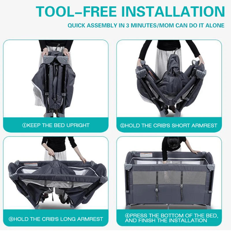 Европейский Multifunctionbaby кроватки для новорожденных складной детский манеж