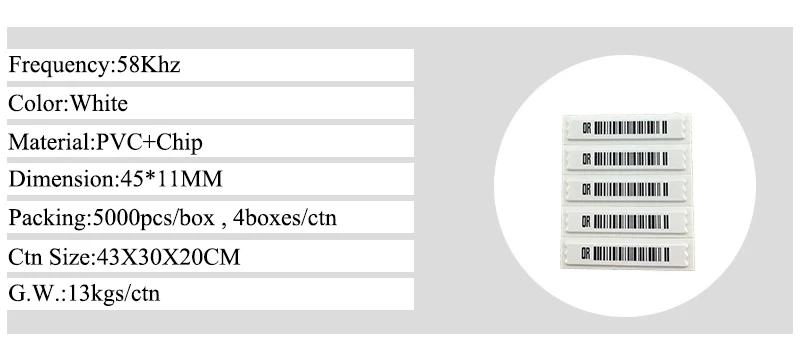 retail security anti-theft 58khz eas soft tag strips sticker am dr label