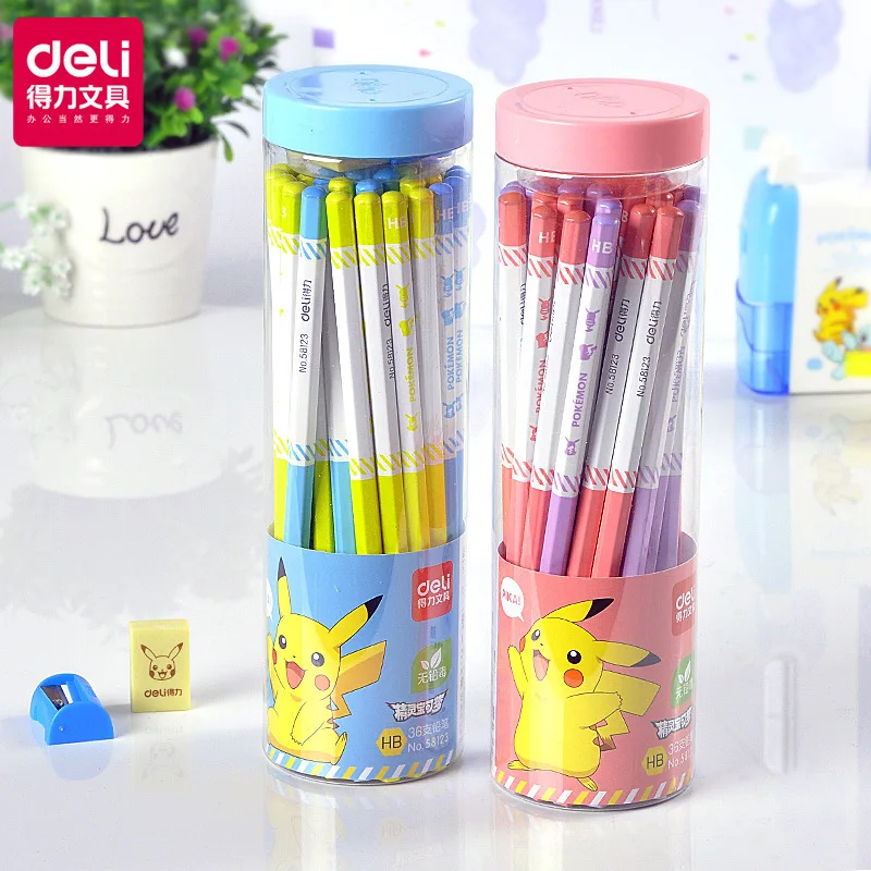 Deli 58123 цветной Шестигранный Карандаш picachu HB эскизный карандаш нетоксичный