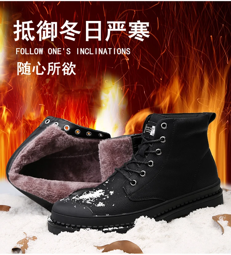 Brand Winter Men Snow Boots Ankle Boots Man Genuine Leather Plush Warm Men Motorcycle Boots Autumn Outdoor Man Shoes Size 38-46