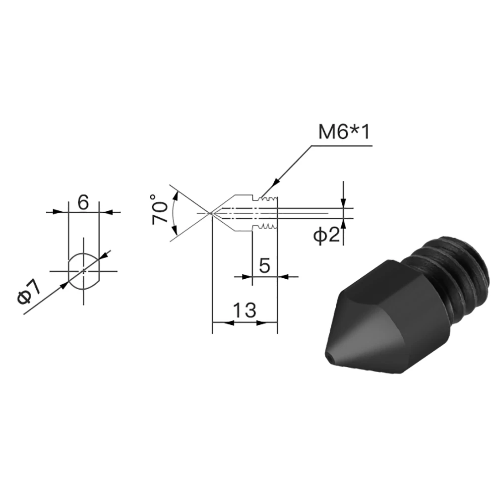 Для Reprap MK8 насадка закаленная сталь экструдер Hotend 0,4/0,6/0,8 2 шт черный