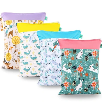 

30x40cm Diaper Bags Waterproof Reusable Hanging Wet/Dry Pail Print Bag Cloth for Baby Diaper Inserts Nappy Laundry With Zipper