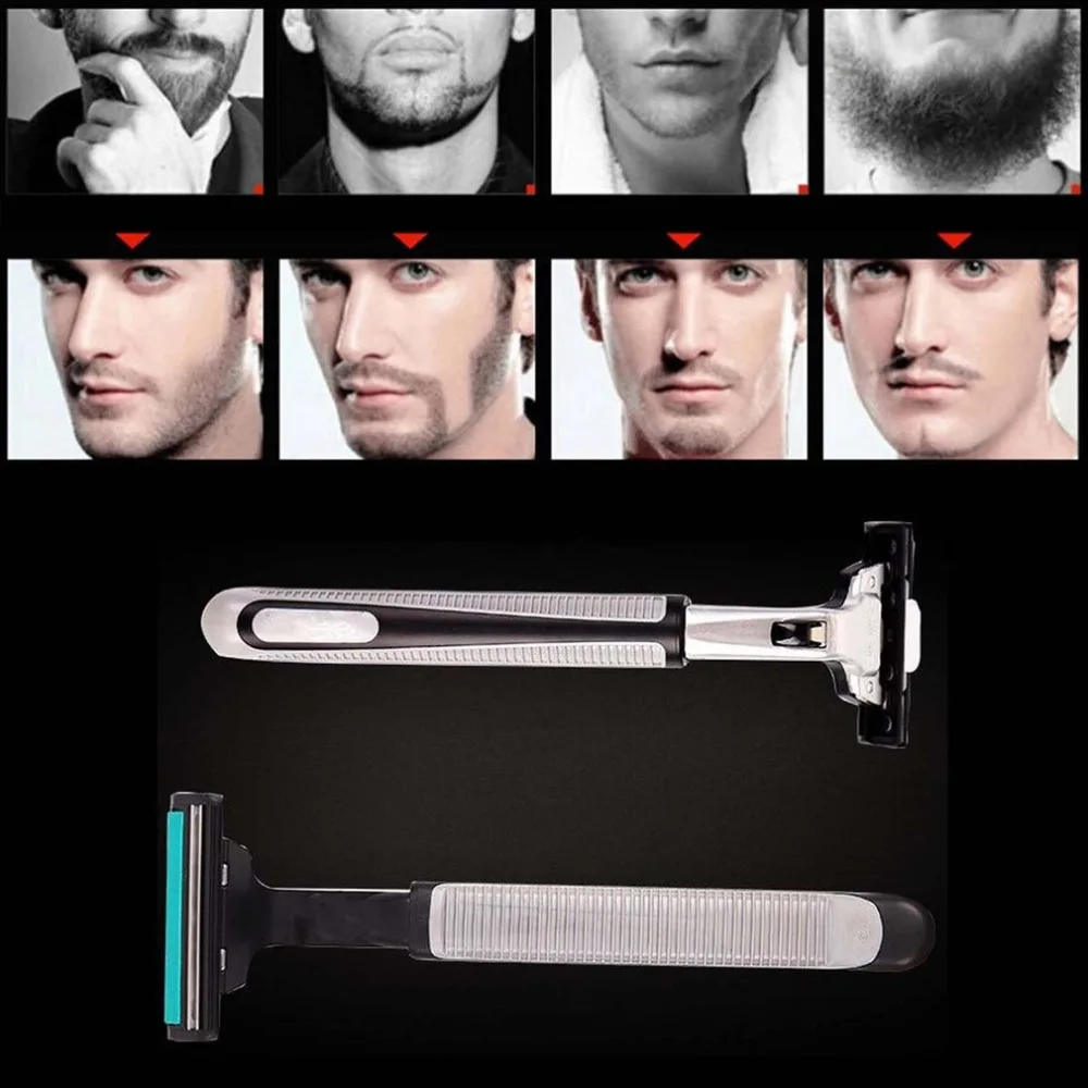 1 Handle 30PCS 2 Layers Quality Shaving Machine Safety Razor Blades Manual Shaving Shaver Face Care Beard Hair Remover