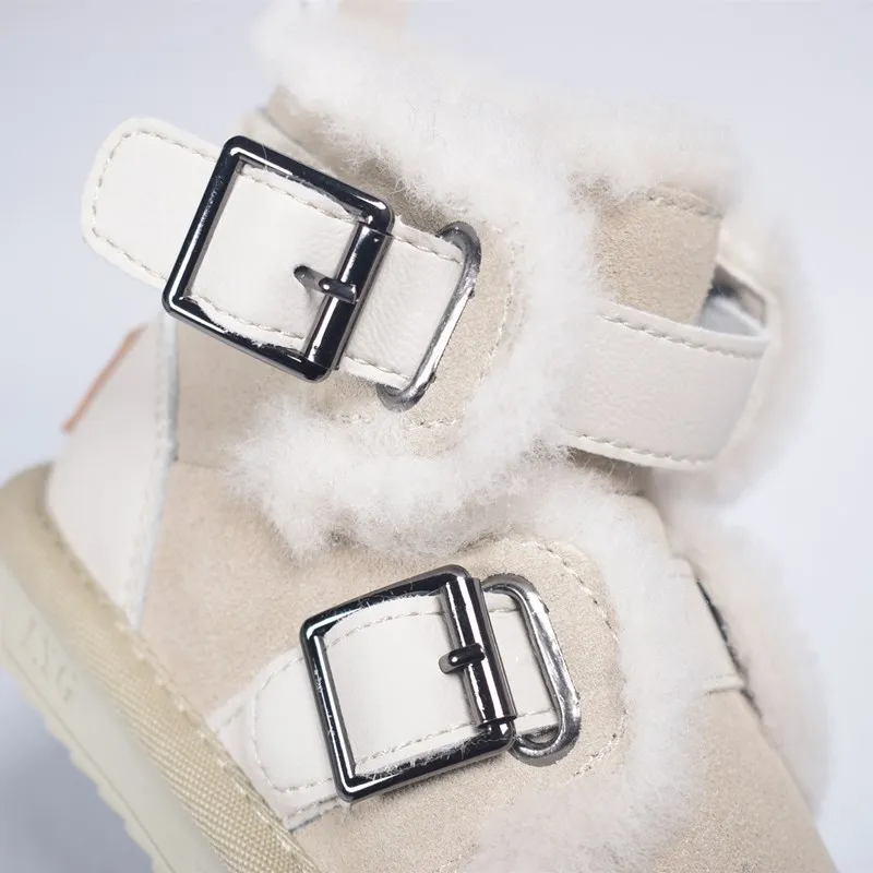 Детские ботинки с пряжкой DIMI модные Нескользящие теплые из мягкого плюша для