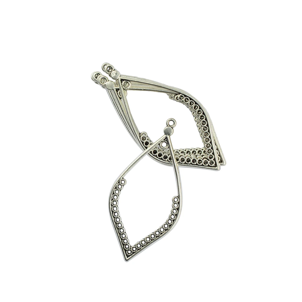 24Pcs Tibet silver color Metal Hollow Leaf Shape Frame Charms Pendants For Earring Dangle Jewelry Making