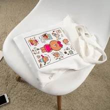 Линия друзей коричневый Медведь Кролик Кони студентов пары Холщовая Сумка хозяйственная сумка для переноски