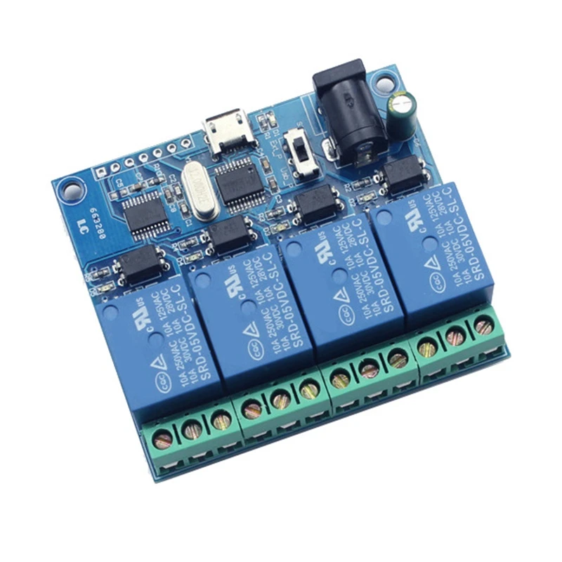 

LCUS-4 4 Channel 5V USB Relay Module CH340 Intelligent Control Switch 10A 250VAC 30VDC Over-Currentelay /Diode Freewheelin Prote
