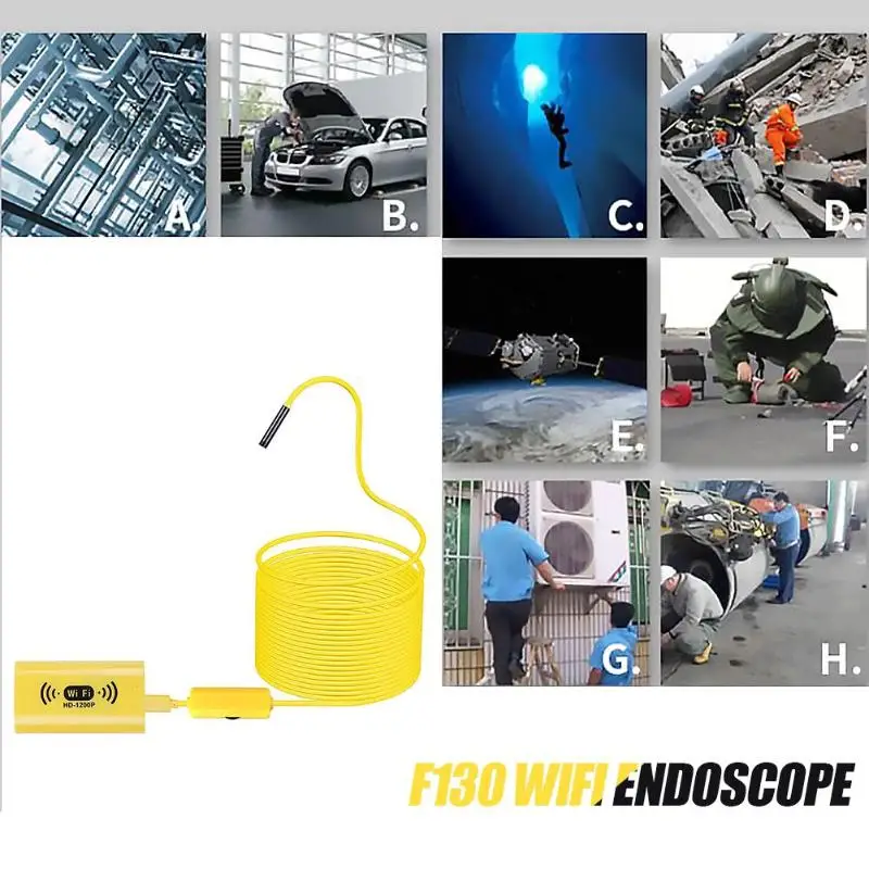 F130 WiFi эндоскоп 2MP HD 1200P 8 светодиодный 8 мм объектив IP68 Водонепроницаемый промышленный бороскоп подводный детектор камеры для Android/iOS