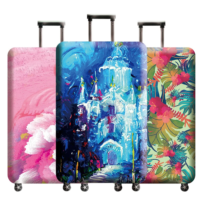

Luggage Protective Covers Thicker Stretch Fabric Art Pattern Suitcase Cover Protector Dust Travel 18 To 32 Inches Accessories